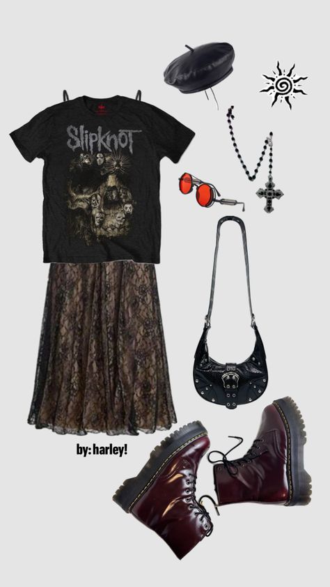 #ootdstyle #ootd #outfit #outfitcheck #aesthetic #collages #slipknot Slipknot Concert, Aesthetic Collages, Alt Outfits, Dream Outfits, Inspo Board, Slipknot, Ootd Outfit, Style Board, Concert Outfit