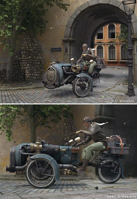 Steampunk vehicle by Rory Björkman Steampunk Bike, Steampunk Cars, Steampunk Vehicles, Steampunk Vehicle Concept Art, Steam Punk Vehicles, Steampunk Crawler, Steampunk Cars Vehicles, Steampunk Transport, Steam Punk Submarine