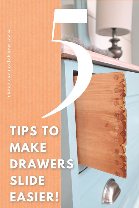 How To Repair Old Dresser Drawers, How To Make Old Drawers Slide Easier, How To Make Drawers Slide Easier, Drawer Slides Ideas, How To Make A Dresser, Wooden Drawer Slides, Townhouse Furniture, Make Drawers, Dresser Drawer Slides