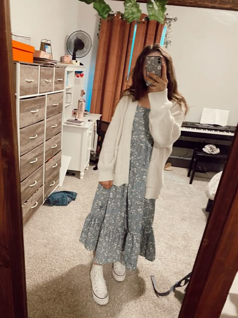 dress is from shein! Pentecostal Outfits Fall, Colorful Church Outfit, Bible College Outfits, Church Outfit Cold Weather, Christian Winter Outfits, Cute Pentecostal Outfits, Christian Girl Outfits Aesthetic, Christian Woman Outfits, Winter Church Outfits For Women Classy