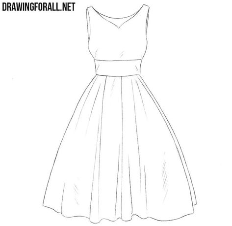 How To Draw A Dress Step By Step Simple Dress Drawing Ideas, Dress Design Sketches Simple, Shirt Sketch Drawing, Draw A Dress, Dress Drawing Easy, Dresses Drawing, Wedding Dress Drawings, Beginners Drawing, Easy Sketches