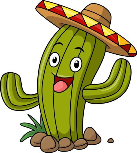 Mexican Cartoon, Happy Cactus, Cartoon Cactus, Waving Hand, Cactus, Mural, Halloween