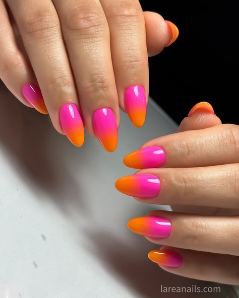 Orange Ombre Nails, Beauty Spot, Orange Ombre, Pink Nail Designs, Orange Nails, Pretty Acrylic Nails, Pop Of Color, Ombre Nails, Pink Nails