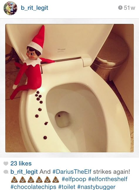 Elf on the Shelf: Our Elf named Darius poops chocolate chips! Nauty Elf On The Shelf Ideas, Elf On The Shelf Kisses Ideas, Elf On The Shelf Chocolate Chips, Naught List Elf On The Shelf, Pooping Elf On The Shelf, Elf On The Shelf Ideas Poop, Elf On The Shelf Pooping Ideas, Elf Poop Ideas, New Elf On The Shelf Arrival