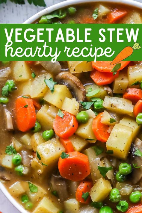 hearty vegetable stew Easy Vegetable Stew Recipe, Veggie Stew Crockpot, Vegitaren Meals, Instant Pot Vegetable Stew, Vegetable Stew Vegetarian, Vegtable Stew, Vegetarian Stew Recipes, Vegetable Crockpot Recipes, Weeknight Meal Prep