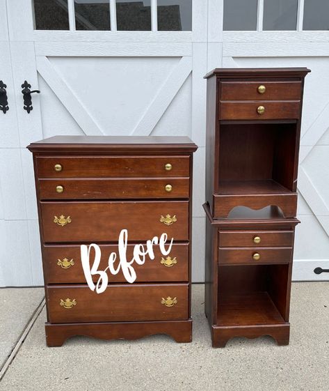 Dresser And Nightstand Set, Dresser Flips, Dresser And Nightstand, Shoe Shine Box, Decor Makeover, Nightstand Makeover, Box Makeover, Jewelry Box Makeover, Nightstand Set