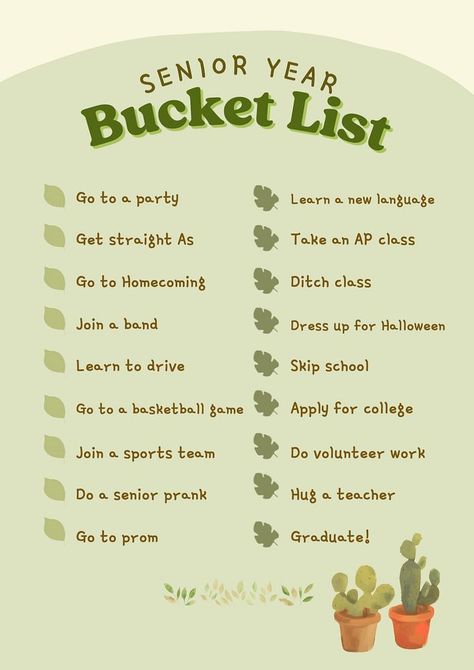 Senior Year Bucket List, Year Bucket List, Bucket List Planner, Senior Pranks, Skip School, Sticky Note Planner, List Planner, Learning To Drive, Notes Planner