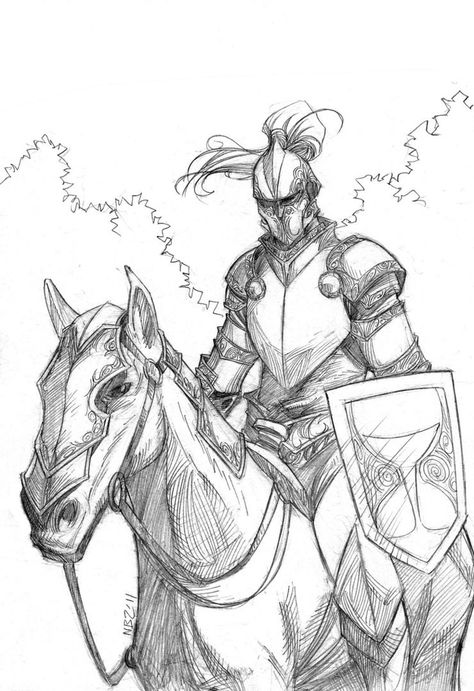 Medieval Knight Drawing, Anime Knight Art, Horse Drawing Reference, Knight Sketch, Fantasy Knight, Knight Drawing, Knight On Horse, Medieval Drawings, Anime Knight