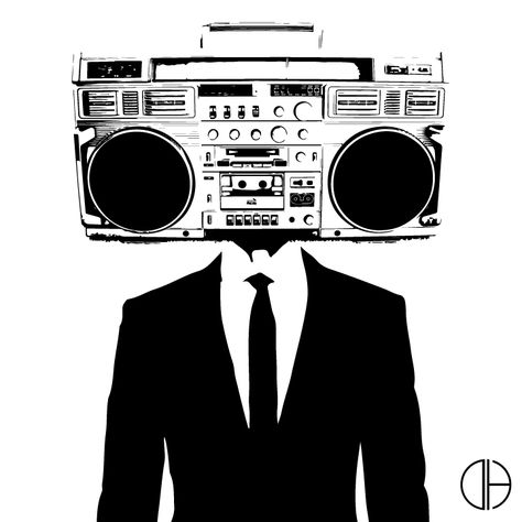 Radio Head. By David Heyduck #radiohead #radio #suit #tie #graphics Radio Head Drawing, Radio Head Tattoo, Old School Radio, Radio Head, Rock Tattoo, Blackwork Tattoos, Sonic Youth, Suit Tie, Head Tattoos