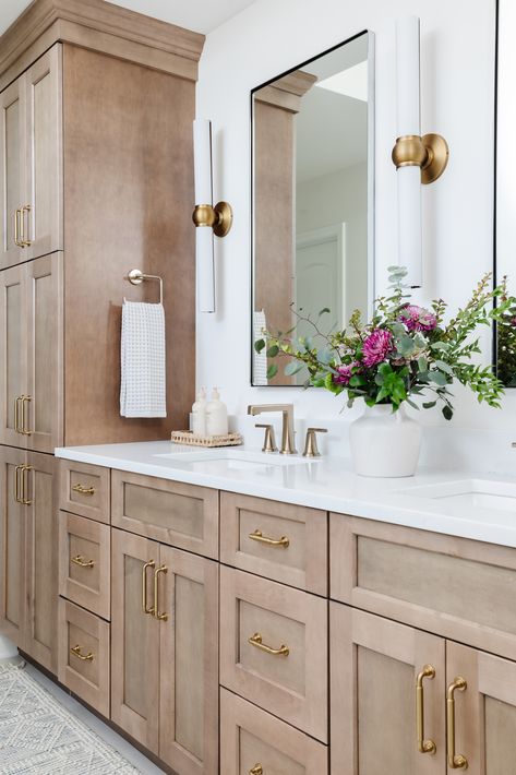 Brookhaven Project | Primary Bathroom Bathroom Remodel Master 2024, White Washed Bathroom Vanity, Tiki Bathroom, Secondary Bathroom, Bathroom Revamp, 2024 Bathroom, Bathroom Transformation, Primary Bathroom, Decor Baie