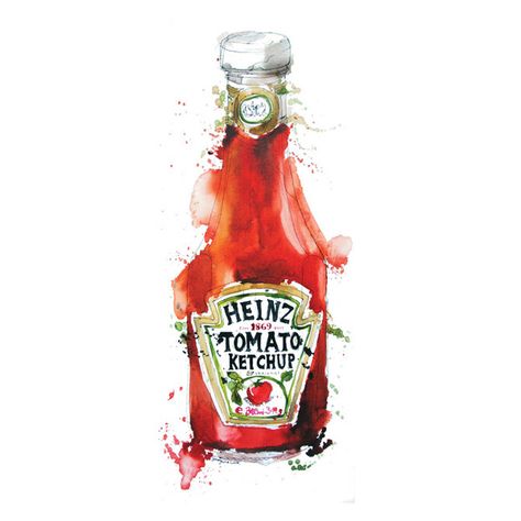 Impressive watercolor & ink Packagings by Georgina Luck, via Behance Georgina Luck, Juan Sanchez Cotan, Watercolour Artists, Heinz Tomato Ketchup, Heinz Ketchup, Food Artists, Drink Art, Watercolor Food, Food Painting