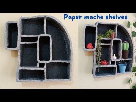 Paper Mache Shelves İs So Easy to Try#diy#recyclingideas#papermache - YouTube Diy Trinket Shelf, Paper Mache Shelf, Paper Mache Cardboard, Cardboard Shelves, Trinket Shelf, Paper Shelf, Shelf Diy, Small Shelves, Diy Shelves