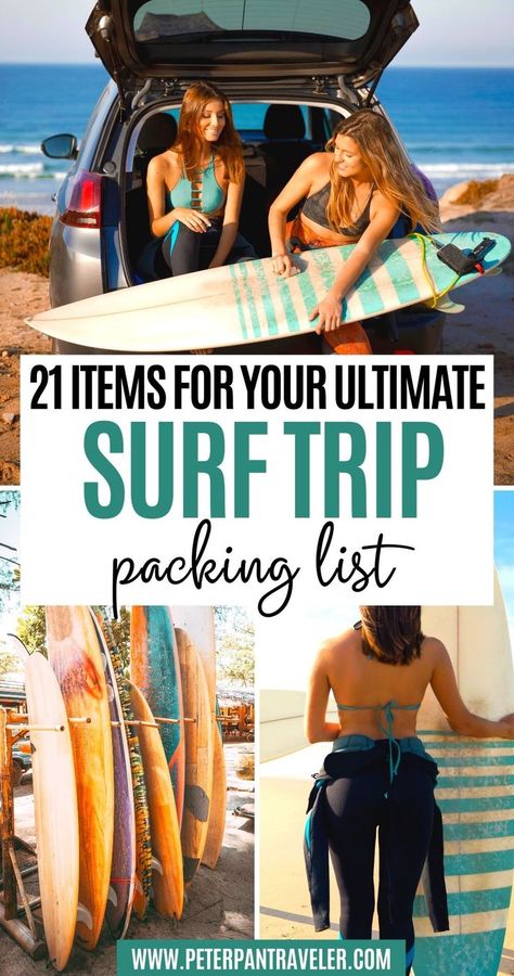 21 Items for Your Ultimate Surf Trip Packing List Surf Trip Packing List, Foto Handphone, Portugal Packing List, Surfing Essentials, Surf Essentials, Beach Trip Packing, Trip Essentials Packing Lists, Holiday Packing Lists, Trip Packing List