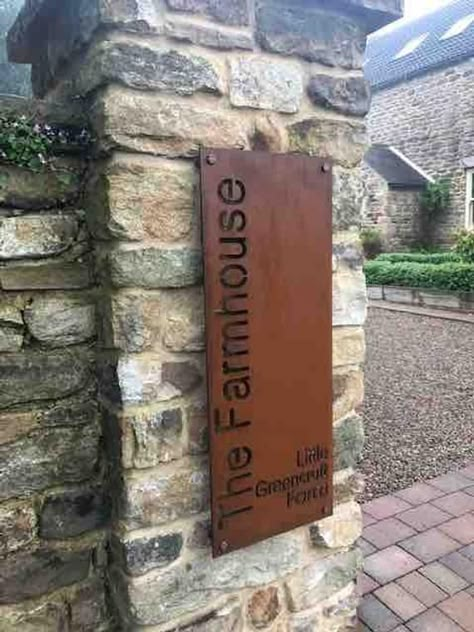 Metal Signage Exterior, Corten Steel Signage, Blacksmith Sign, Pizza Signage, Steel Signage, House Signage, Rustic Signage, House Name Plaques, Entrance Signage