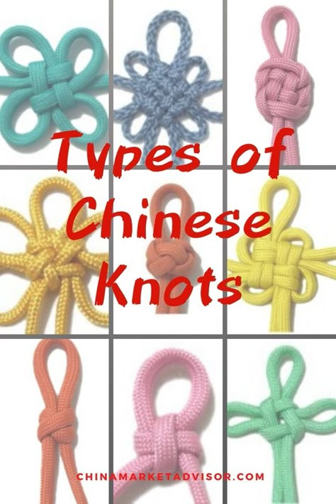 Although there are thousands of different types of Chinese knots, there are only ten types of basic Chinese knots. . #chinamarketadvisor #chineseculture #chineseknotting #chineseknots #traditionalchineseart #ancientchineseart #chinesecrafts #chinesedesign #chineseartwork Different Types Of Macrame Knots, Chinese Knots Tutorial, Chinese Knot Jewelry, Chinese Knot Meaning, Chinese Knots Tutorial Step By Step, Decorative Knots Tutorial, Chinese Knot Tutorial, Chinese Lucky Knot, Chinese Macrame