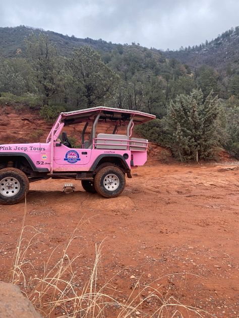 Pink Jeep, Sedona Az, Sedona, Grand Canyon, Jeep, Vision Board, Road Trip, Road, Pink