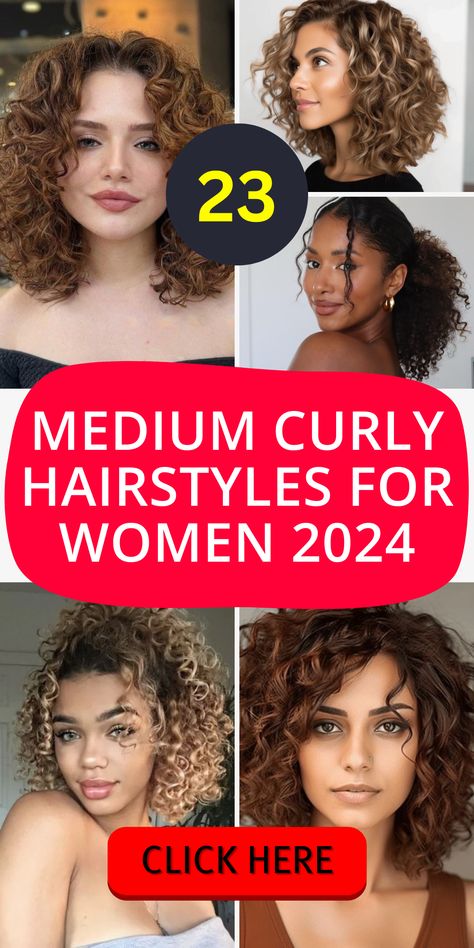 Top 23 Medium Curly Hairstyles for Women 2024 – Embrace Your Curls! - divagaze.com Feminine Curly Hairstyles, Medium Curly Hairstyles For Women, Medium Curly Hairstyles, Mid Hairstyles, Mid Length Curly Hairstyles, Shoulder Length Curly Hair, Natural Curly Hair Cuts, Fine Curly Hair, Medium Length Curly Hair