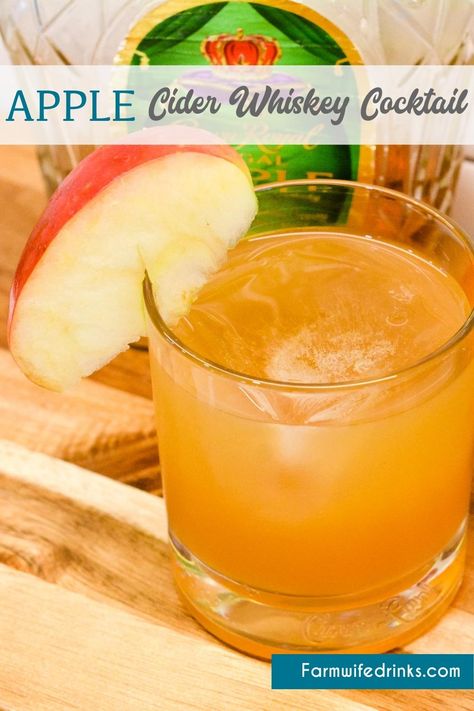 Salted Caramel Crown Royal Apple Cider, Apple Whiskey Cocktail, Apple Crown Royal Drinks, Crockpot Cider, Crown Royal Recipes, Apple Cider Whiskey, Ginger Ale Drinks, Crown Royal Apple, Whiskey Drinks Recipes