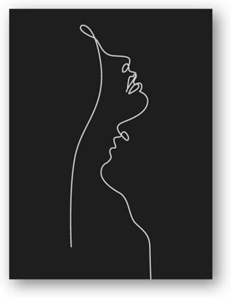 AmazonSmile: ASLKUYT Abstract Woman Face One Line Drawing Painting Black and White Minimalist Wall Art Picture Modern Poster Home Room Wall Decor-20x28 in No Frame: Posters & Prints Black White Pictures Art, Black White Frames On Wall, Line Art Pictures, Black One Line Art, Black Wallpaper Decor Ideas, Frames For Room Wall Decor, Modern Painting Black And White, Minimalist Art Abstract Black White, One Line Drawing Embroidery