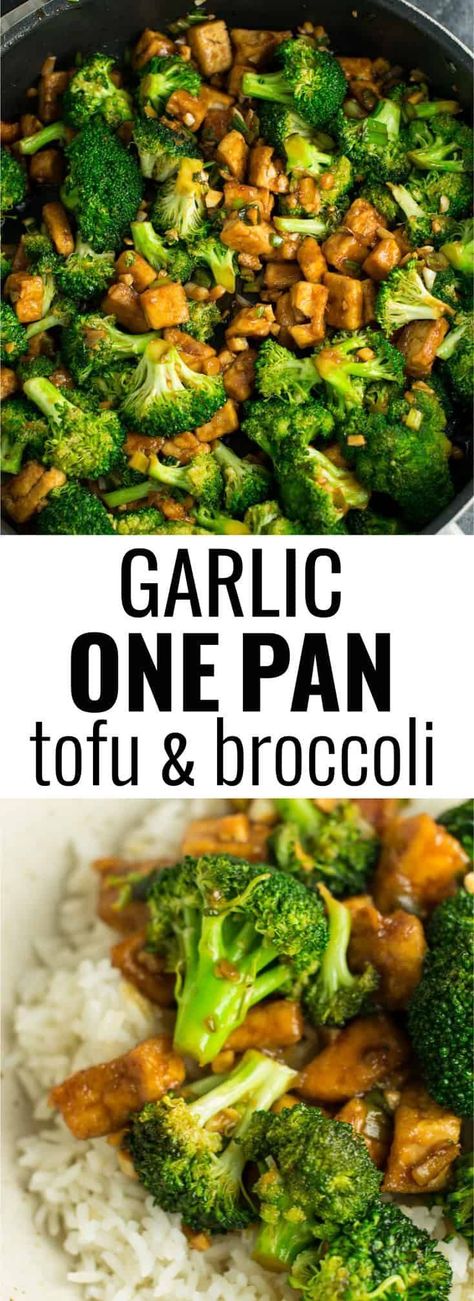 Garlic tofu broccoli skillet recipe made in just one pan. A healthy alternative to takeout in a rich garlicky sauce with fresh broccoli. #vegan #tofu #broccoli #garlicsauce #onepan #healthy Tofu And Broccoli, Recipes Tofu, Tofu Broccoli, Broccoli Skillet, Broccoli Tofu, Garlic Tofu, Tofu Recipes Vegan, Healthy Food Alternatives, Tofu Stir Fry