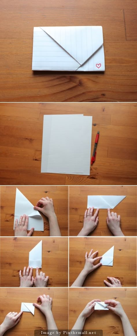 mini letter 1 - created via http://pinthemall.net Creative Letter Folding, Note Folding Letters, Fold Letter Ideas, Cute Way To Fold A Letter, How To Fold A Letter Into An Envelope, Folding Letters Ideas, Cute Ways To Fold A Letter, How To Fold A Letter, Origami Letter Folding