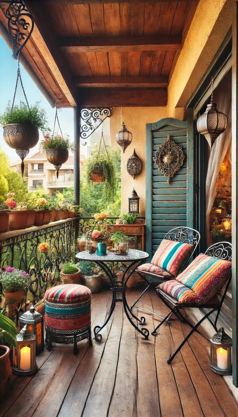 Transform Your Outdoor Space: 21 Stunning Balcony Decor Ideas You Must Try! 🌿✨ Wrought Iron Table And Chairs, Tall Potted Plants, Balcony Decorating Ideas, White Wicker Furniture, Colorful Cushions, Balcony Decor Ideas, Small Patio Ideas, Cozy Balcony, Wicker Loveseat