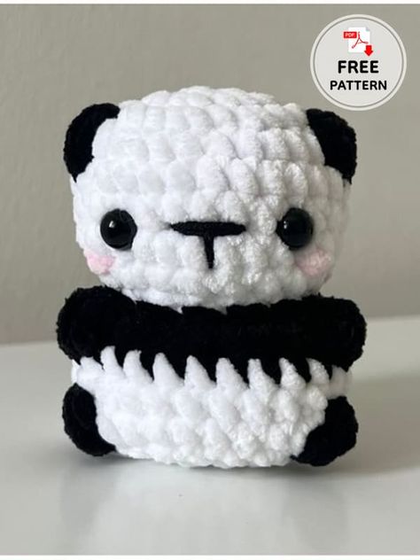 No Sew Crochet Panda Free Amigurumi PDF Pattern Panda Pattern Crochet, Free Crochet No Sew Pattern, Free Panda Crochet Pattern, Crochet Amigurumi No Sew, Crochet Panda Pattern Free Amigurumi, Free No Sew Amigurumi Pattern, Crochet No Sew Amigurumi Free Pattern, No Sew Crochet Patterns Free, Crochet Panda Pattern Free