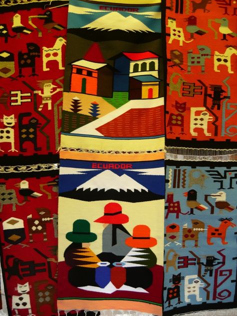 The famous rugs/tapestry, Quito, Ecuador Ecuador Aesthetic Wallpaper, Poster Competition, Indian Market, Latin American Art, Quito Ecuador, Quito, Outsider Art, Latin American, South American