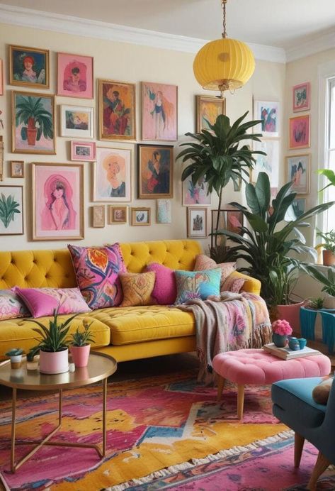 Maximalist Living Room Decor Ideas: Embrace the Art of “More is More” Colorful Maxamilist Interior, Eclectic Decor Maximalist, Dopamine Living Room Decor, Maximalist Decor On A Budget, Funky Living Room Aesthetic, Small Living Room Ideas Apartment Maximalist, Diy Room Decor Maximalist, Apartment Inspiration Maximalist, Dopamine Kitchen Decor