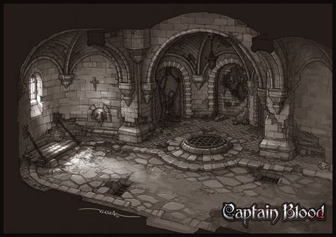 Concept Art For 3d Modeling, Catacombs Concept Art, Prison Concept Art, Interior Concept Art, Dungeon Room, Captain Blood, Alluka Zoldyck, Bloodborne Art, Environment Props