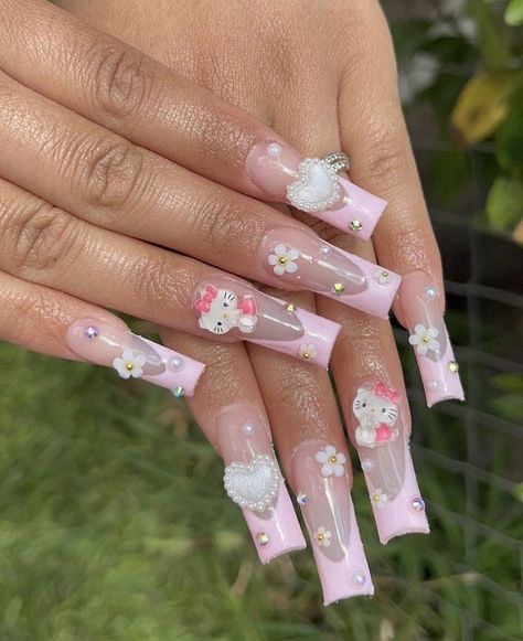 Pink Hello Kitty Nails in 2022 | Hello kitty nails, Nails, Soft nails Hello Kitty Acrylic Nails, Marvel Nails, Paznokcie Hello Kitty, Tropical Vacation Nails, Quinceanera Nails, Kitty Theme, Kitty Nails, Natural Nail Art, Hello Kitty Nails