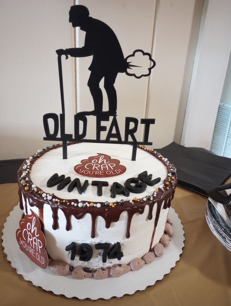 Vintage old fart 50th birthday cake Holy Crap You’re Old Cake, Funny 50th Birthday Cakes, Baker Cake, Funny Birthday Cakes, 40th Birthday Cakes, Birthday Cakes For Men, 50th Birthday Cake, Man Birthday, Cookie Desserts