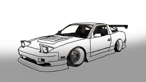 Japanese Cars Drawing, Car Tattoos Simple, Nissan 240sx Drawing, 240sx Tattoo, Jdm Drawing Easy, Japanese Car Tattoo, Nissan Tattoo, 240sx Drawing, Supra Tattoo