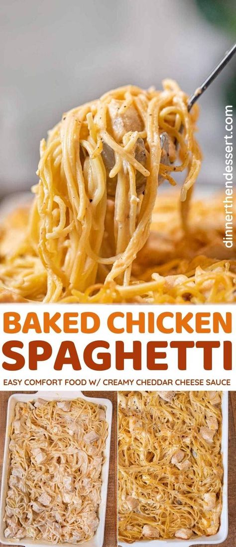 Leftover Chicken Spaghetti Recipes, White Spaghetti Recipe Chicken, Chicken Spaghetti Bake Recipe, Chicken Spagetti Recipe Easy, Baked Chicken Spaghetti Recipe Easy, Chicken Spagetti Recipe, Easy Chicken Spaghetti Recipe Simple, Chicken Speggetti Recipes, Leftover Baked Chicken Recipes