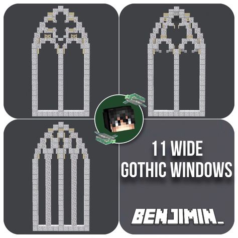 11 block wide gothic windows in Minecraft! These are a bit more complicated than my previous ones! 🫶 Which one do you like the most? Swipe for full pictures ➡️ Show some love and support if you like what you see <3 _____________________________________ 🪷FOLLOW me @Official_Benjimin for more! 🌱COMMENT to tell me what you think! 🌿LIKE and SAVE to show me your support! _____________________________________ 🥨Built on @bakery.builders 🍞IP: play.bakery.builders ______________________________... Gothic Home Minecraft, Gothic Windows Minecraft, Gothic Manor Minecraft, Minecraft Cathedral Windows, Dark Mansion Minecraft, Minecraft Gothic Window, Minecraft Gothic Cathedral, Gothic Cathedral Minecraft, Minecraft Building Layout