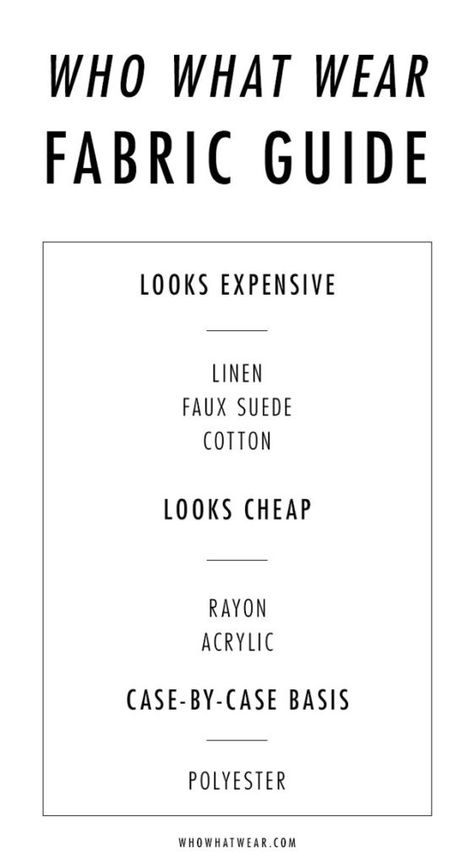 Polyester Fabric Clothing, Quality Fabric Guide, Quality Fabric Clothes, Fabrics That Look Expensive, Expensive Fabrics, Fabric Guide, How To Look Expensive, Bad Reputation, Cheap Clothing