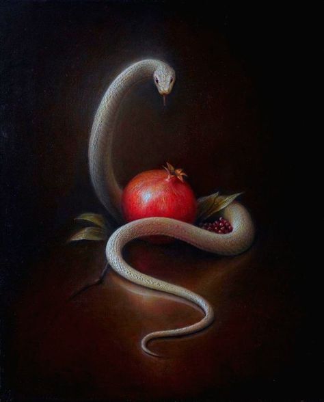 Eden Aesthetic Core, Cobra Aesthetic, Lilith Core, Pomegranate Still Life, Mystical Snake, Snake Aesthetic, Winged Serpent, Snake Goddess, Growth And Decay