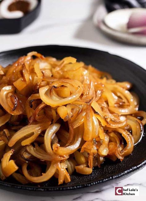 Sauteed Onions - Great On Everything - Chef Lola's Kitchen Sauteed Onions For Steak, Sauteed Onions Recipe, Sauteed Onions For Burgers, Food Ideas To Make, Sauteed Onions, Sautéed Onions, Steak Dishes, Afternoon Tea Recipes, Grilled Onions