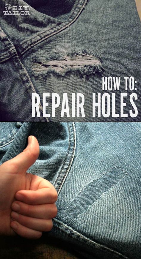 DIY Hacks for Ruined Clothes. Awesome Ideas, Tips and Tricks for Repairing Clothes and Removing Stains in Clothing | An Easy Way to Fix Holes in Your Jeans and Other Garments | http://diyjoy.com/diy-hacks-for-fixing-ruined-clothes Ruined Clothes, Diy Hanging Shelves, Wine Bottle Diy Crafts, Repair Clothes, Wine Bottle Diy, Creation Couture, Wine Bottle Crafts, Mason Jar Diy, Mason Jar Crafts