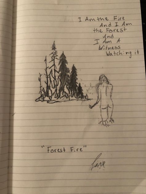 A Burning Hill Tattoo Mitski, Mitski Journal, Mitski Inspired Tattoo, Forest Fire Tattoo, Mitski Tattoo Ideas, The Notebook Tattoo, A Burning Hill, Mitski Tattoo, Tattoo Kiss