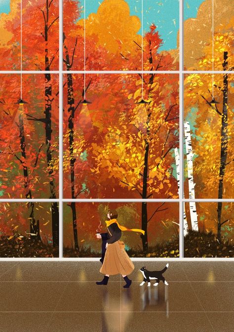 Fall Wallpapers, Autumn Instagram, Autumn Illustration, Aesthetic Japan, Seasons Art, Graphic Wallpaper, Dreamy Art, Autumn Art, Fall Wallpaper