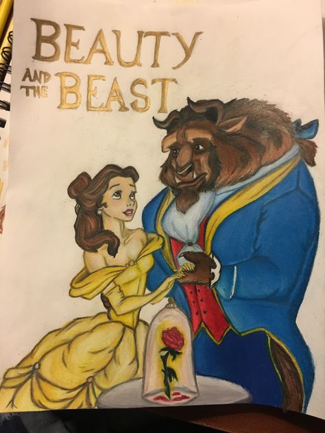 Beauty And The Beast Drawings, Beauty And The Beast Play, Beauty And The Beast Drawing, Disney Paintings, Disney Art Drawings, Belle Disney, Disney Colors, Poster Drawing, Modern Disney