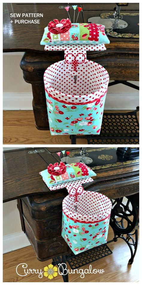 Diy Thread Catcher, Bag Sewing Patterns, Thread Catcher, Diy Sewing Gifts, Pin Cushions Patterns, Sewing Machine Projects, Sewing Machine Cover, Sewing Room Organization, Sew Ins