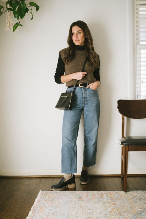 Vest Outfit Women, Madewell Outfits, Fashion Trends Fall, Sweater Vest Outfit, Turtleneck Outfit, Fall Outfit Ideas, Vest Outfits, Closet Fashion, Autumn Outfit