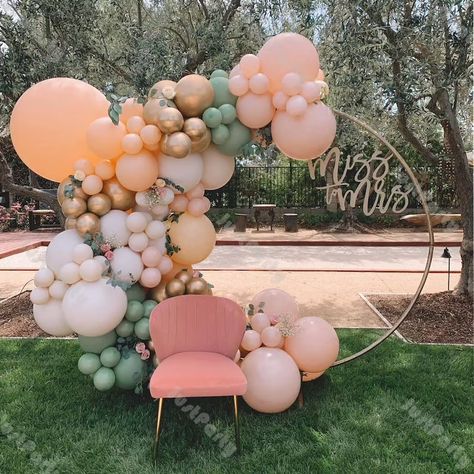 Rose gold balloon arch