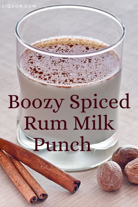 Creamy Rum Cocktails, Cocktails With Milk, Spice Rum Drinks, Milk Cocktails, Brandy Milk Punch, Spiced Rum Drinks, Liquid Recipes, Raspberry Champagne, Milk Punch