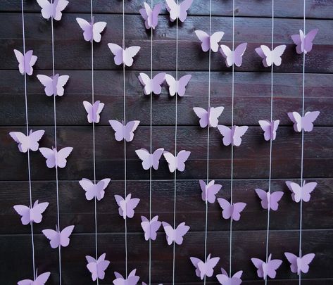 Lilac Butterfly Garland Birthday Party Garland Baby Shower - Etsy Lilac Party Decorations, Butterfly Baby Shower Ideas Decoration, Lilac Baby Shower Ideas, Butterfly Themed Baby Shower Ideas, Paper Butterfly Garland, Lilac Baby Shower, Butterfly Backdrop, Deco Violet, Butterfly Baby Shower Decorations