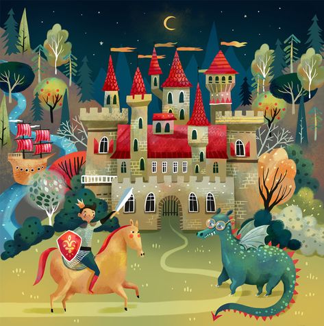 Olga Skomorokhova - professional children's illustrator portfolio Fairy Tale Day, Kids Castle, Vintage Castle, Castle Illustration, Good Illustration, Story Books Illustrations, Fairy Tale Art, Illustration Art Kids, Fairy Tale Books