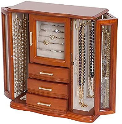 Amazon.com: Mele and Co. Richmond Wooden Jewelry Box (Walnut Finish), Medium: Home & Kitchen Etched Glass Door, Cleaning Silver Jewelry, Wooden Jewelry Box, Jewelry Chest, Jewelry Cabinet, Topaz Necklace, Wood Jewelry Box, Jewelry Organizer Box, Wooden Jewelry Boxes