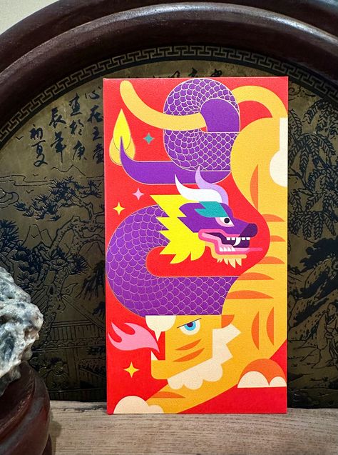 Cny Craft, Year Of Dragon, Dragon Chinese, Floor Pattern, Illustration Product, Pockets Design, Red Pocket, Red Packet, Floor Patterns